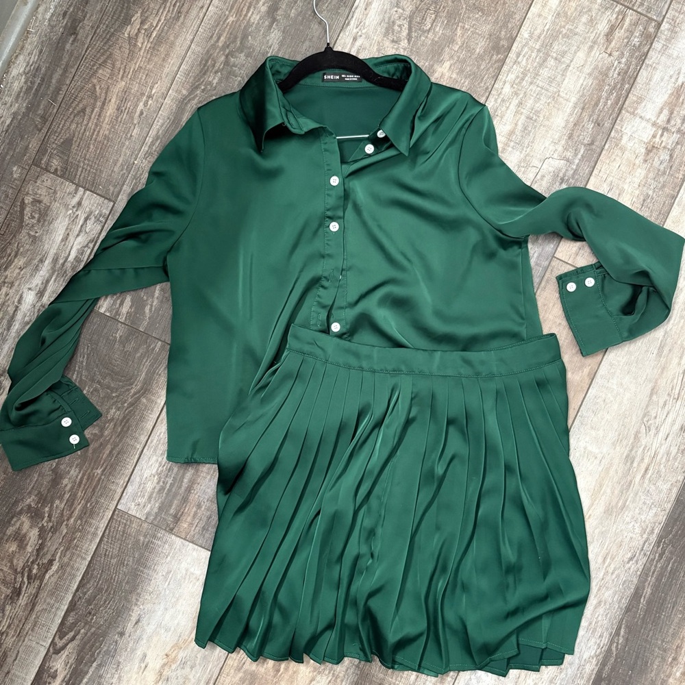 SHEIN Emerald Satin Blouse